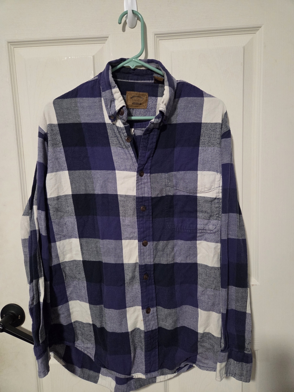 St. John's Bay Purple and White Plaid Button-Down Shirt